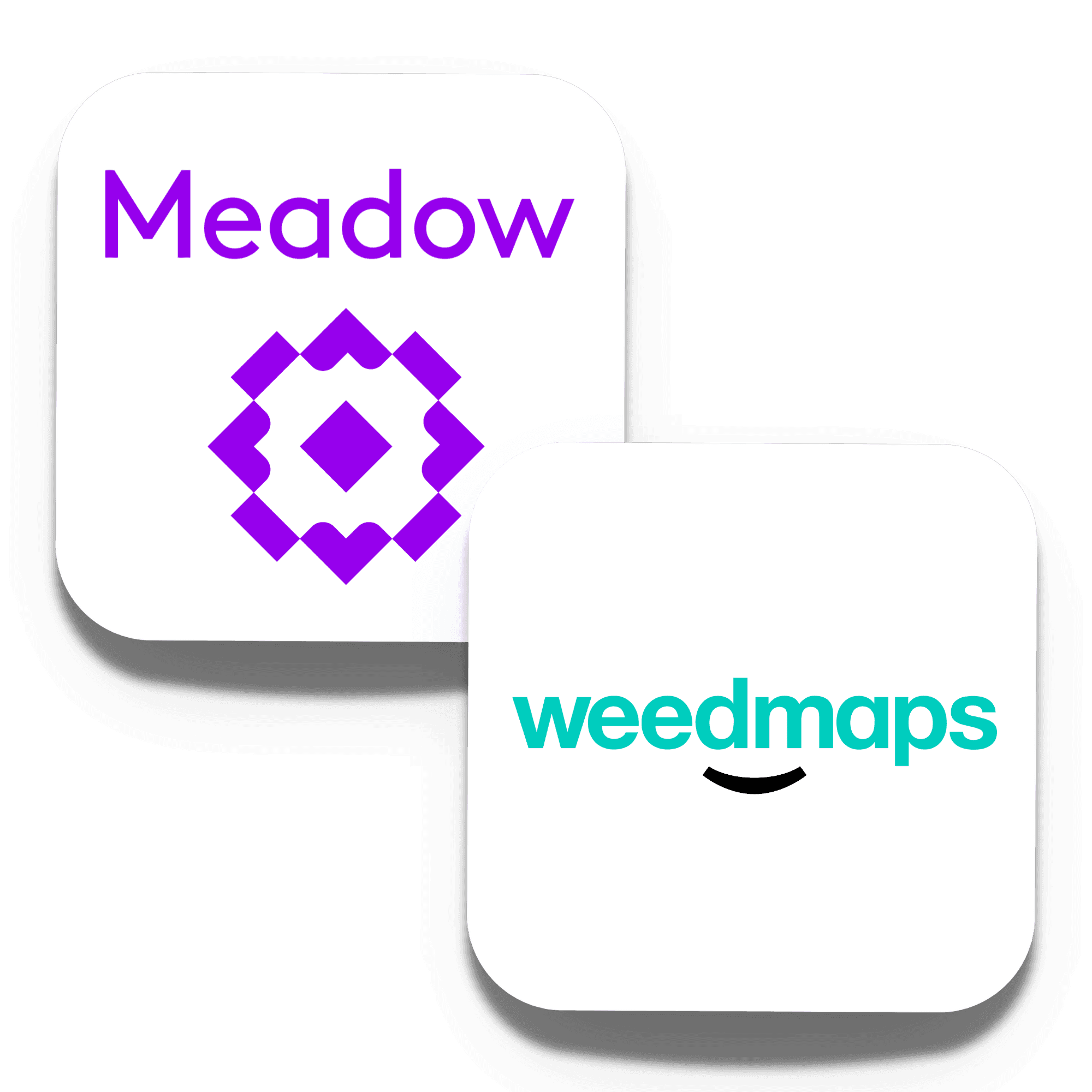A clean and compelling graphic that captures the integration between Meadow and Weedmaps. In the upper left, the Meadow logo features its signature purple geometric design and wordmark, conveying trust, precision, and backend strength. Overlapping in the lower right is the Weedmaps logo, presented in a vibrant teal lowercase font with its recognizable smile-shaped underline—signifying accessibility, discovery, and customer connection.
This overlapping design illustrates the effortless data sync between Meadow’s POS and inventory system and Weedmaps’ leading cannabis discovery platform. The integration ensures that product menus, pricing, and availability are always up to date across online channels—reducing manual entry, preventing order errors, and streamlining both in-store pickup and delivery fulfillment.
