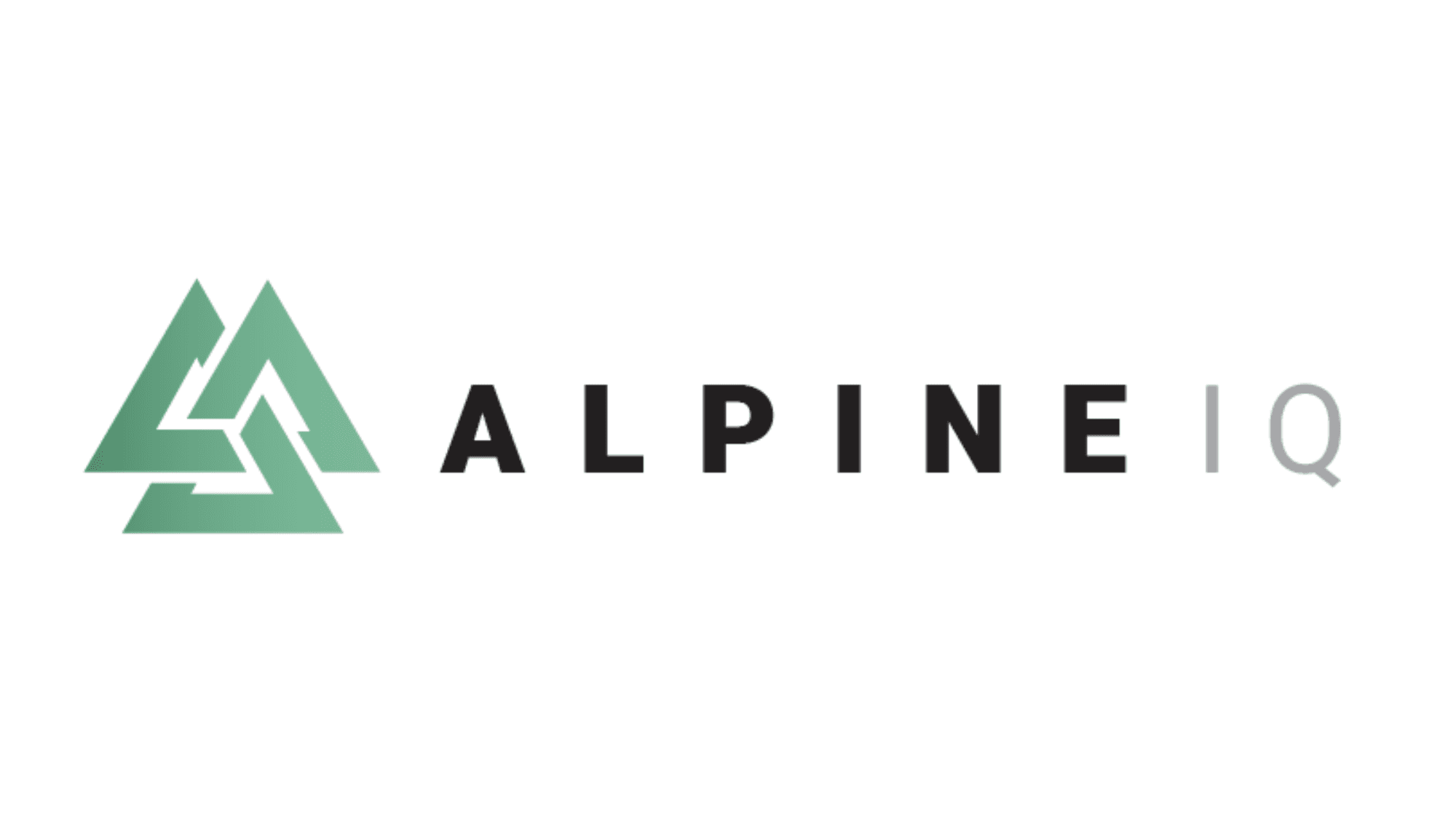 Alpine IQ Logo: green & black. Alpine IQ is one of Meadow's trusted API partners.