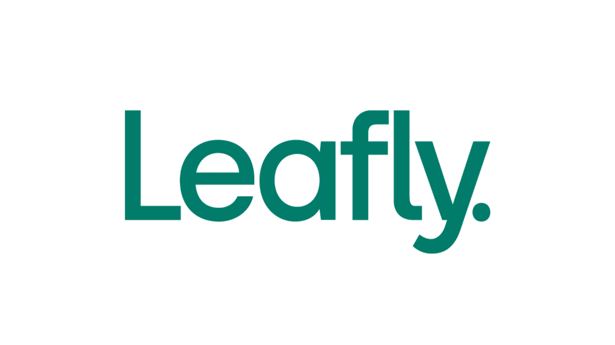 Leafly Logo: green & white. Leafly is one of Meadow's trusted API partners.