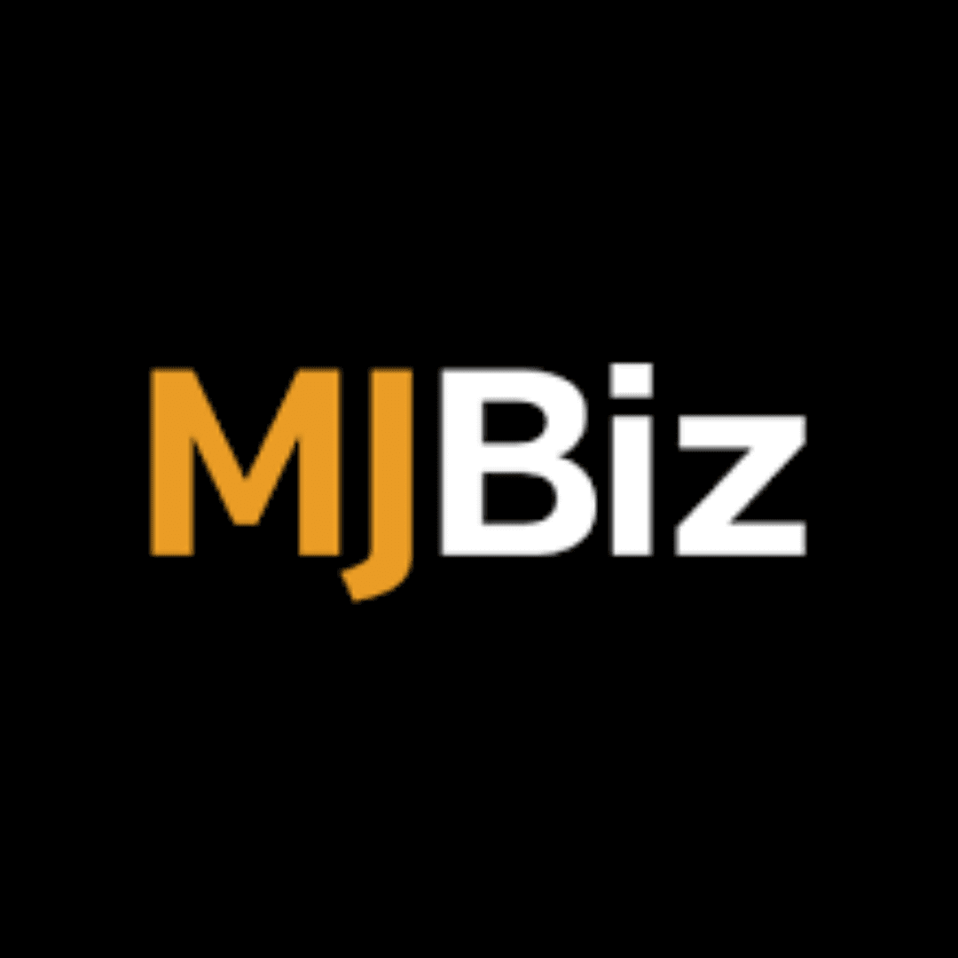 MJBiz's logo is straightforward and professional, with "MJ" in bold, orange letters followed by "Biz" in white, emphasizing its focus on the cannabis business industry through a clean and modern design.